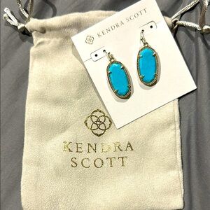 NWT KENDRA SCOTT 14K PLATED ELLE DROP DANGLE EARRINGS IN TURQUOISE AND GOLD